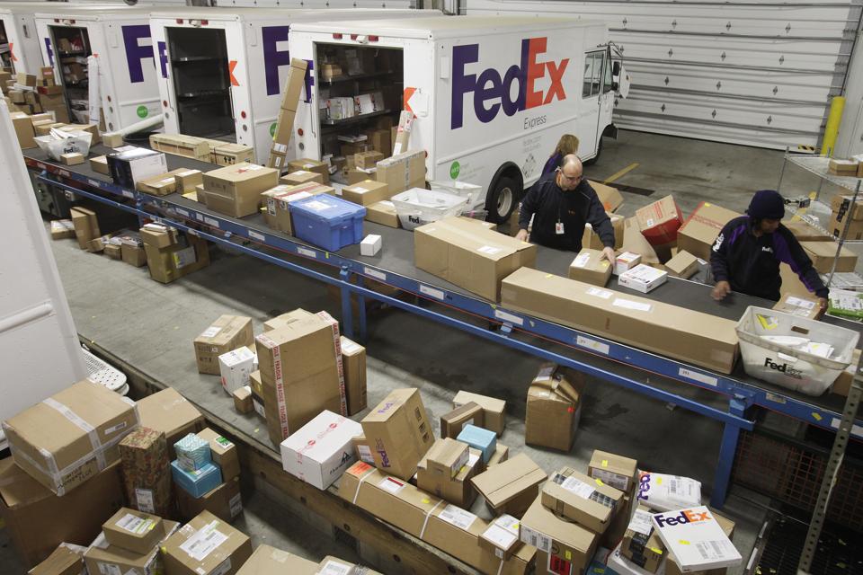 FedEx sorting facility.