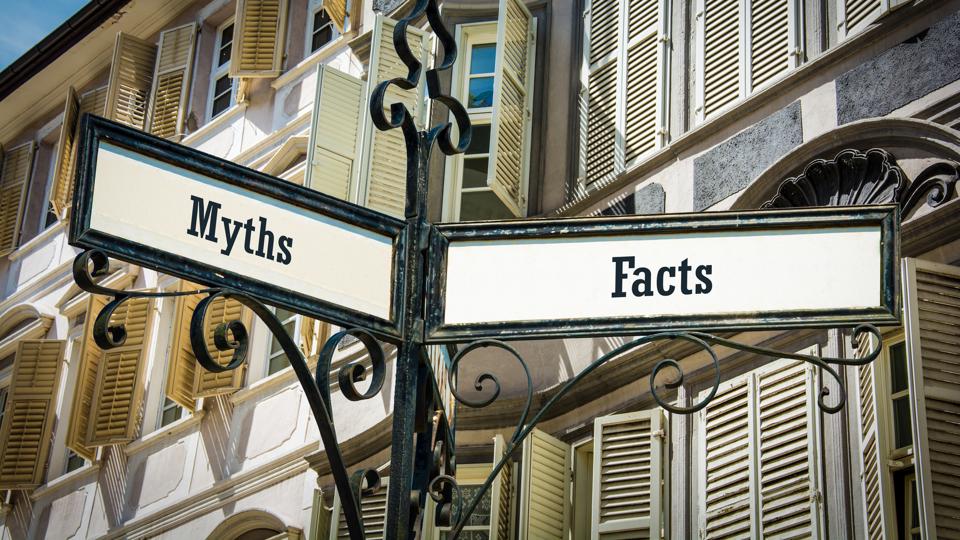 Street sign that shows facts versus myths.