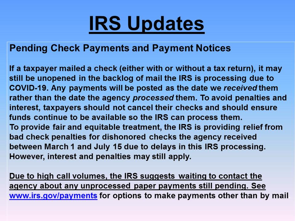 IRS update