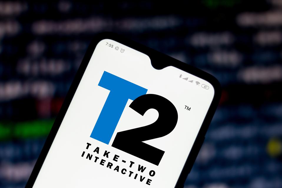 In this photo illustration the Take-Two Interactive Software...