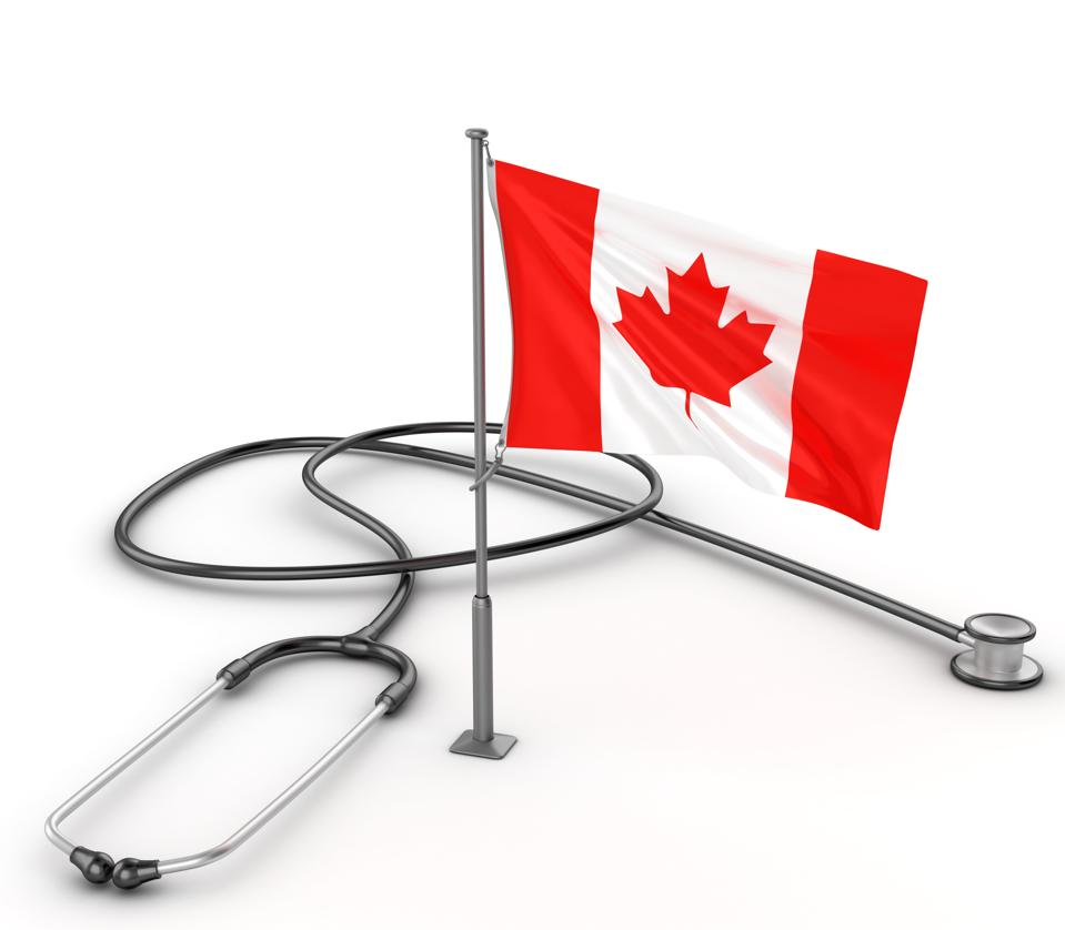 Drapeau CANADIEN avec stéthoscope - Rendu 3D