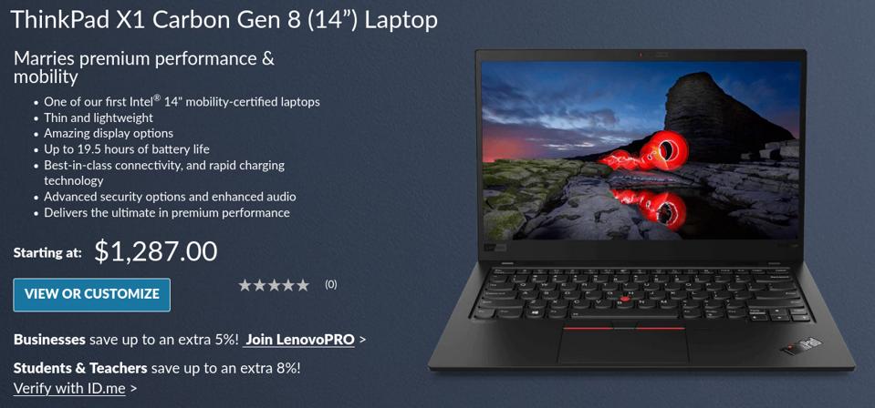 That starting price for the X1 Carbon? It's the system with Fedora...