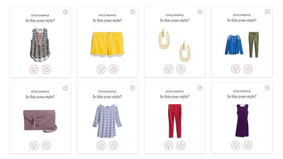 Style Shuffle, an interactive service by Stitch Fix allowing shoppers pick styles that they like.