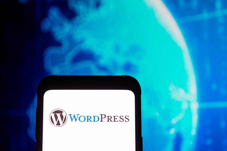 WordPress logo seen displayed on a smartphone