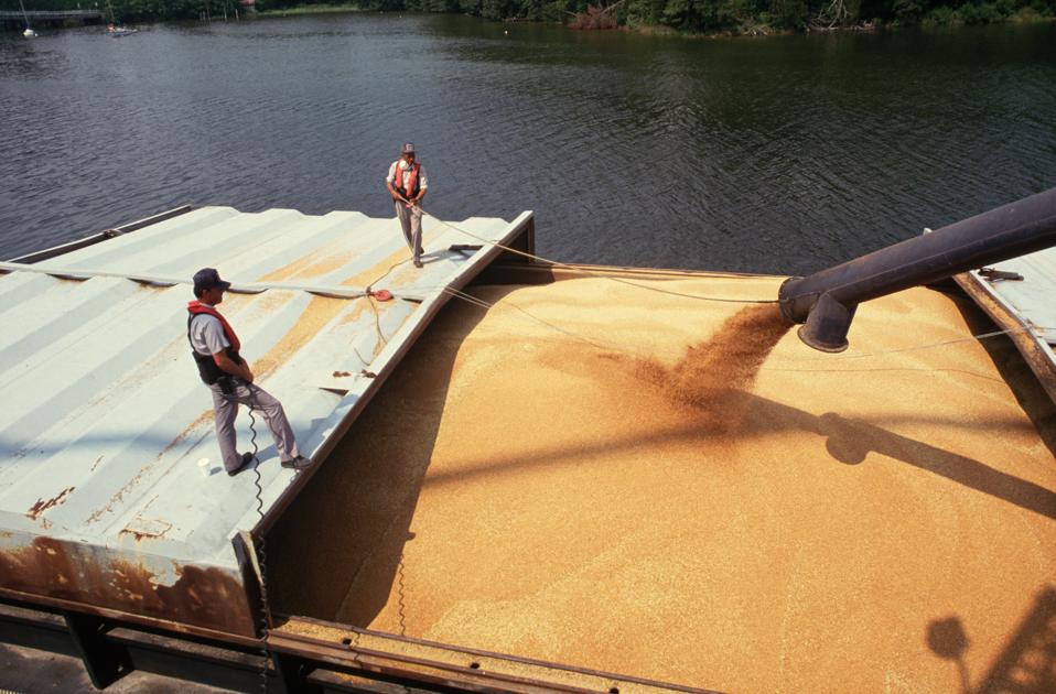 Loading Grain on Barge