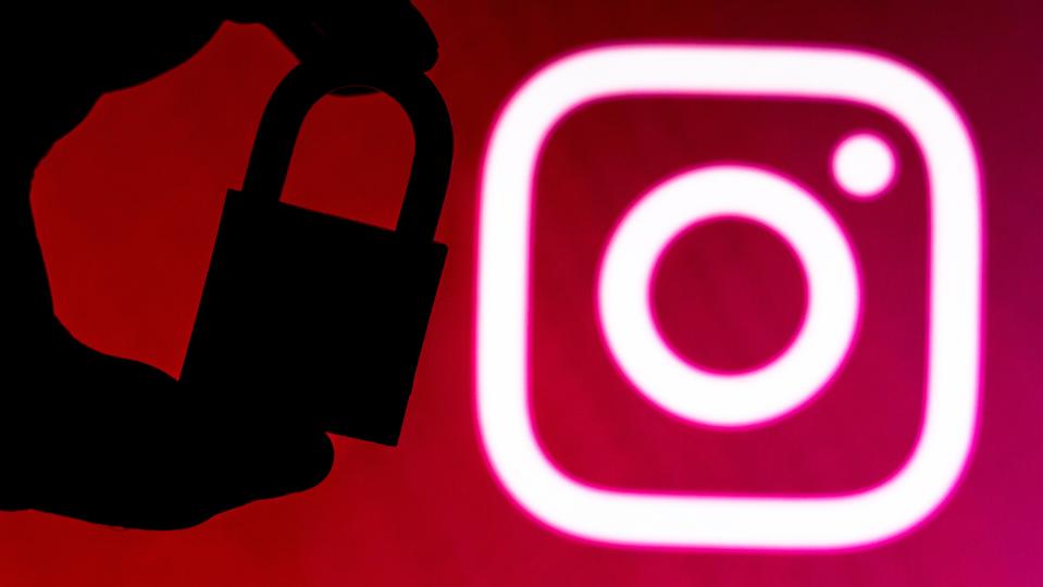 Instagram logo with padlock
