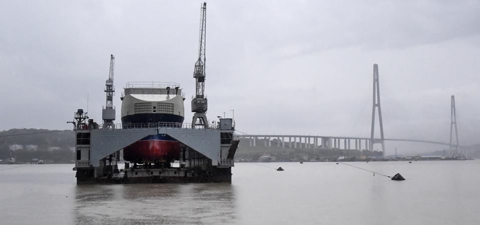 Float dock which hit a Kilo Class submarine in Vladivostok, Russia