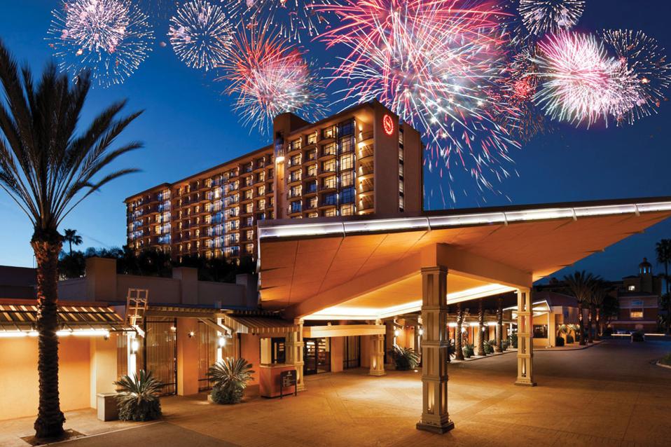 The Sheraton Park Hotel at the Anaheim Resort, one of the Anaheim (Calif.) area hotels popular with staycationers.