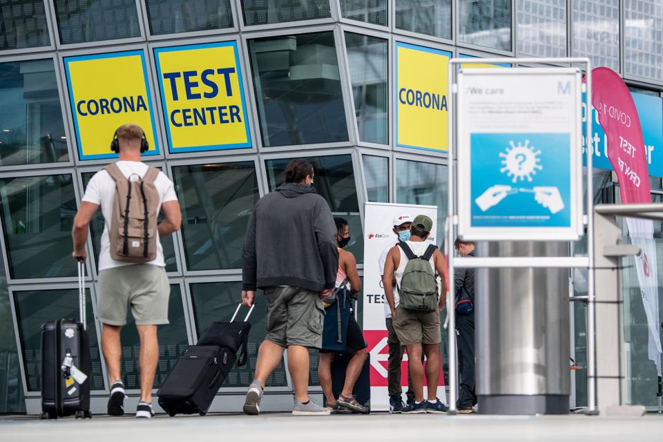 Corona Covid test station at Munich Airport to avoid quarantine and travel bans