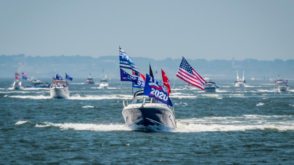 Team Deplorable Boat leading the flotilla. A group called...