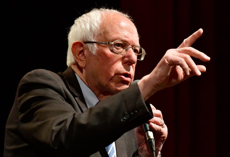 Bernie Sanders speaks at a Bernie 2020 rally in downtown St. Louis in March 2020.