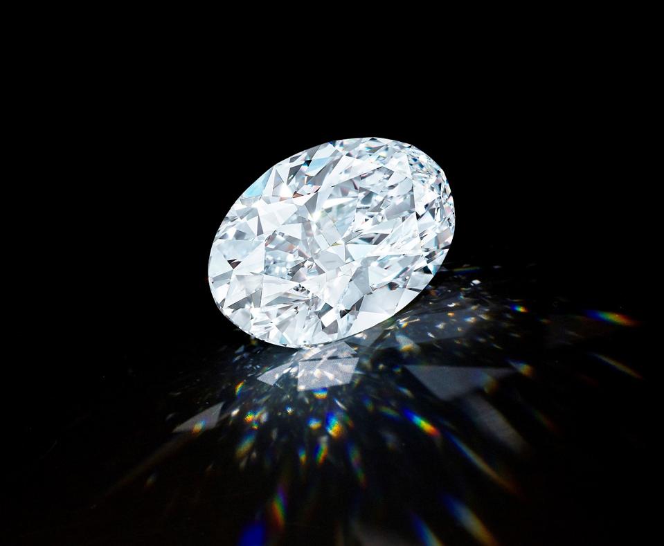 102.39-carat D-color flawless oval diamond sold in a combined online and live auction