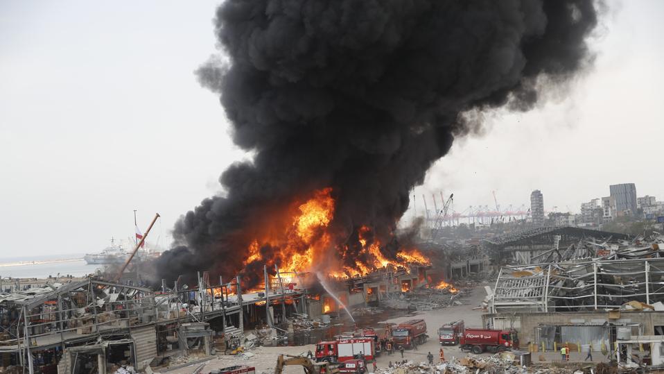 Massive Fire Erupts At Beirut Port Explosion Site, Cause Remains Unknown