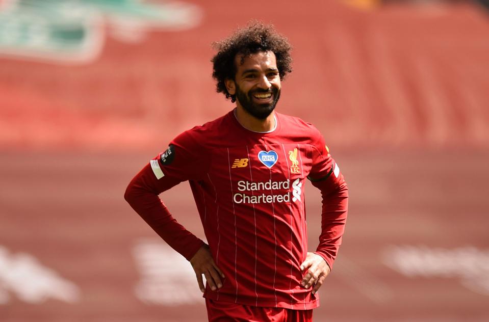 Mohamad Salah appearing for Liverpool.