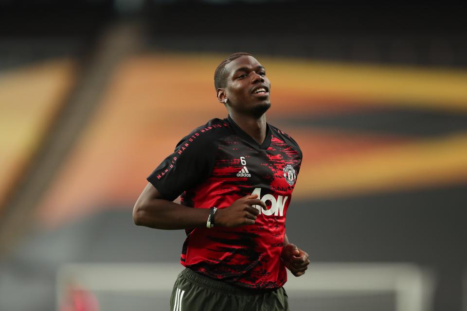 Paul Pogba appearing for Manchester United during the UEFA Europa League Semi Final.