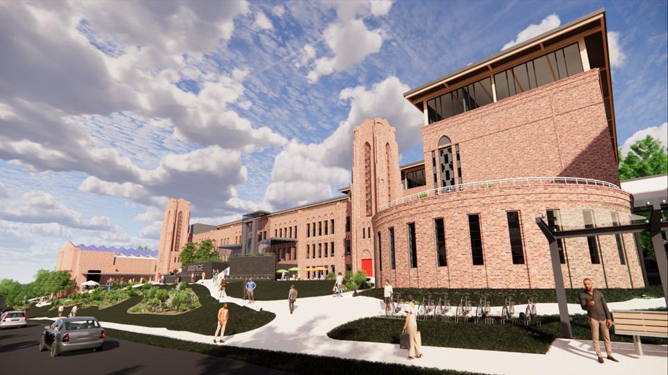 Rendering of modern campus building