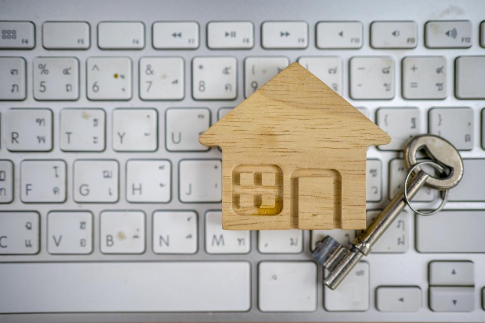 House model in shopping on laptop.