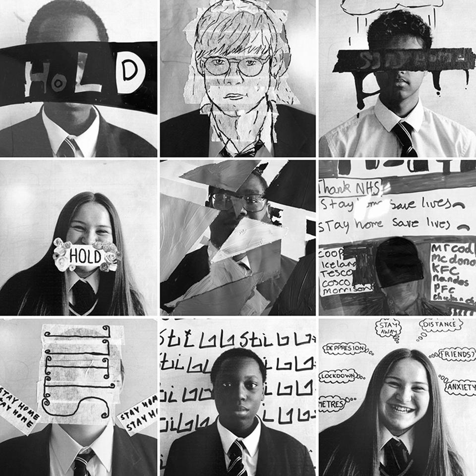 Hold Still Photo Exhibit: Collage of students during the pandemia