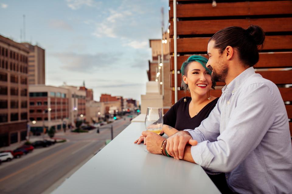 Couple on a rooftop in Topeka, Kansas