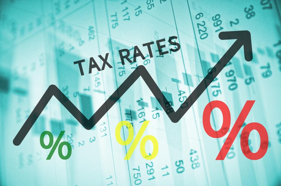 Black arrow shows increasing tax percentages