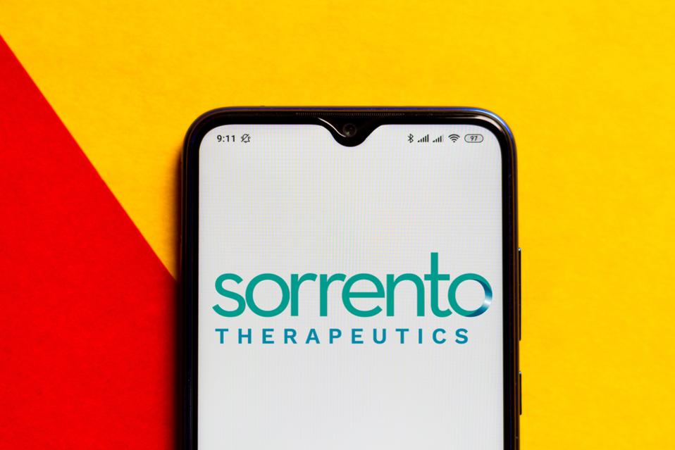 In this photo illustration the Sorrento Therapeutics logo...