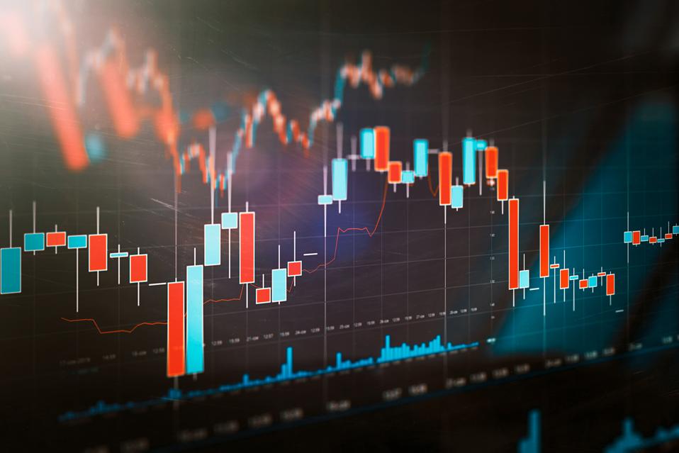 Stock market trading graph, investment chart