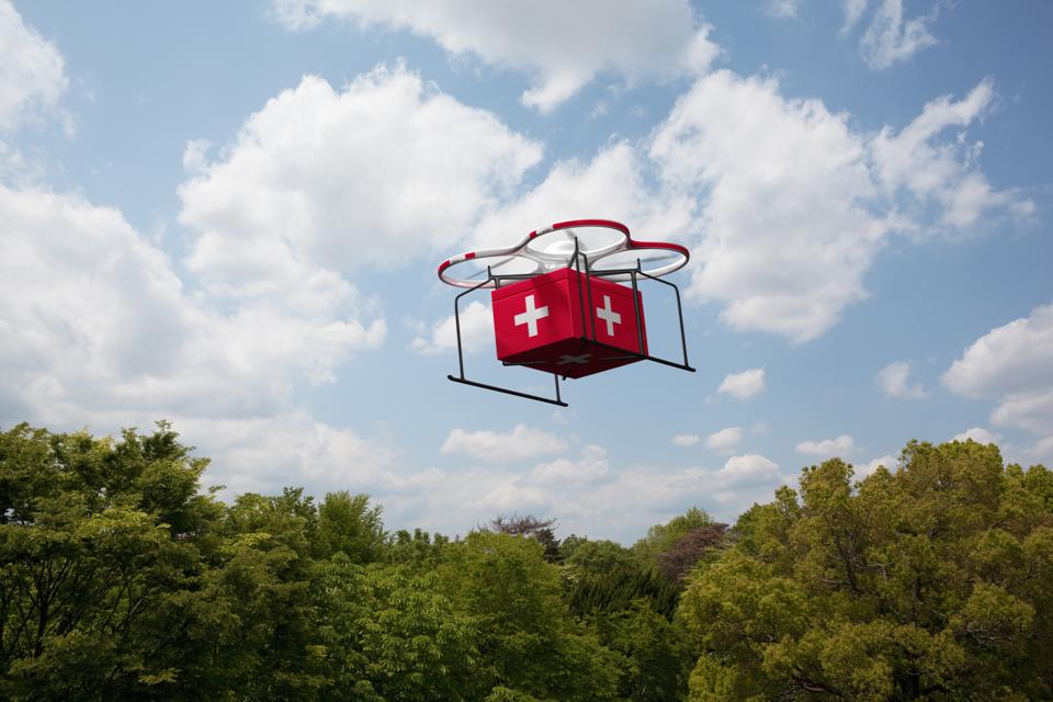Ambulance Drone flying in the sky