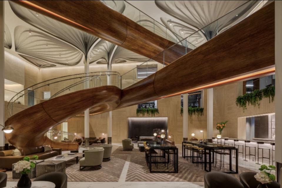 Yacht builders designed the bridges that connect the amenity levels