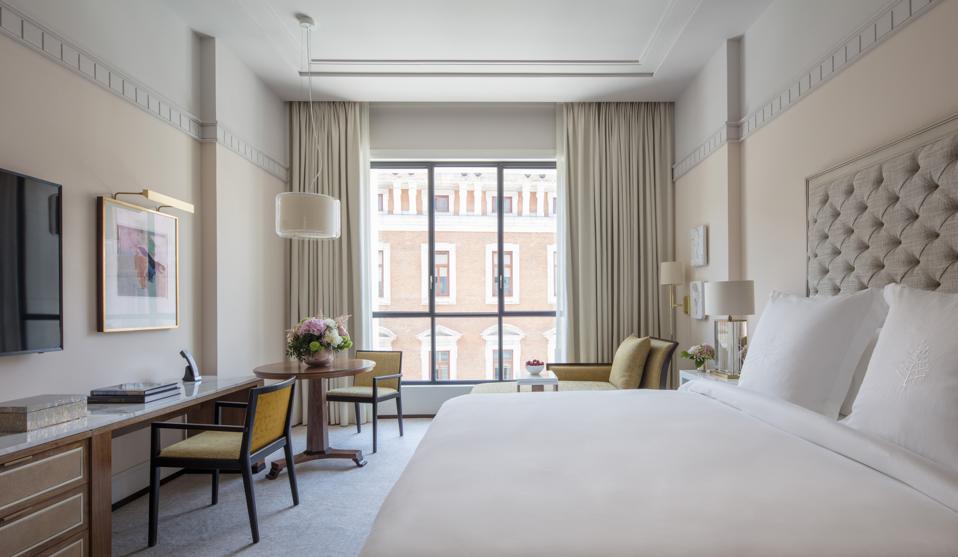 A Deluxe Room at Four Seasons Hotel Madrid.
