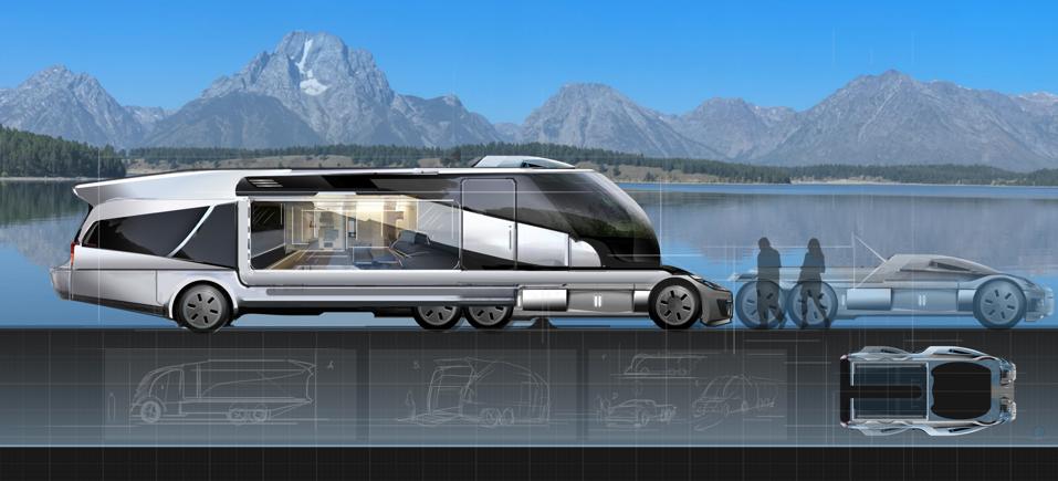 A sleek futuristic van