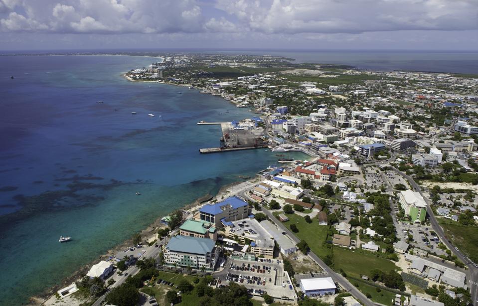 Aerial view financial district Grand Cayman, Cayman Islands