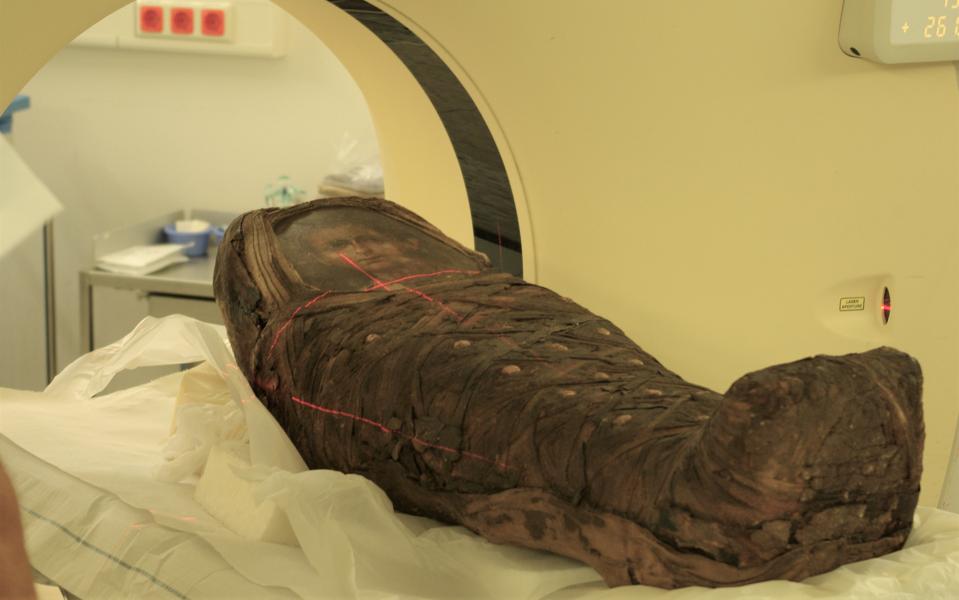 Mummy getting a CT scan