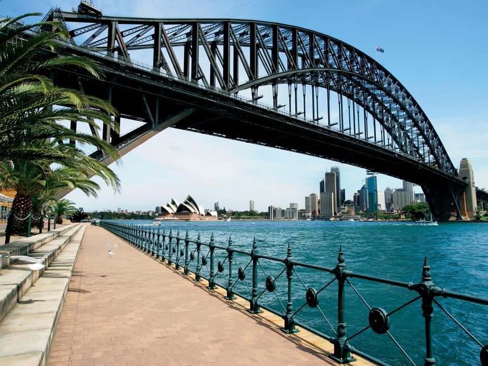 Sydney Harbour Bridge and the Sydney Opera House.