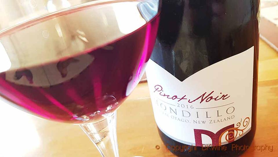 Pinot noir from Mondillo Wines in Bendigo, Central Otago, New Zealand, light in colour