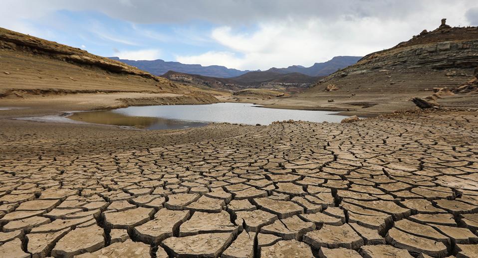 A dry dam bed at the Fika-Patso dam near Qwaqwa, in central eastern South Africa