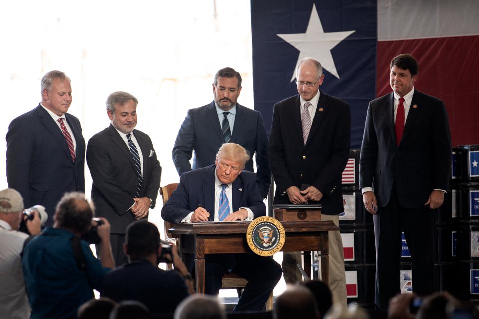 President Trump Speaks At Double Eagle Energy Rig In Midland, Texas