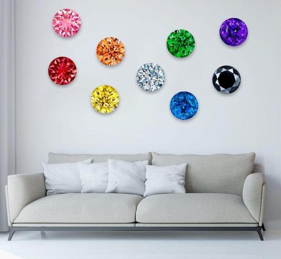 diamond prints on a wall