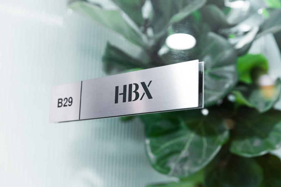 HBX's new theme for the season is designed to replicate a corporate lobby.