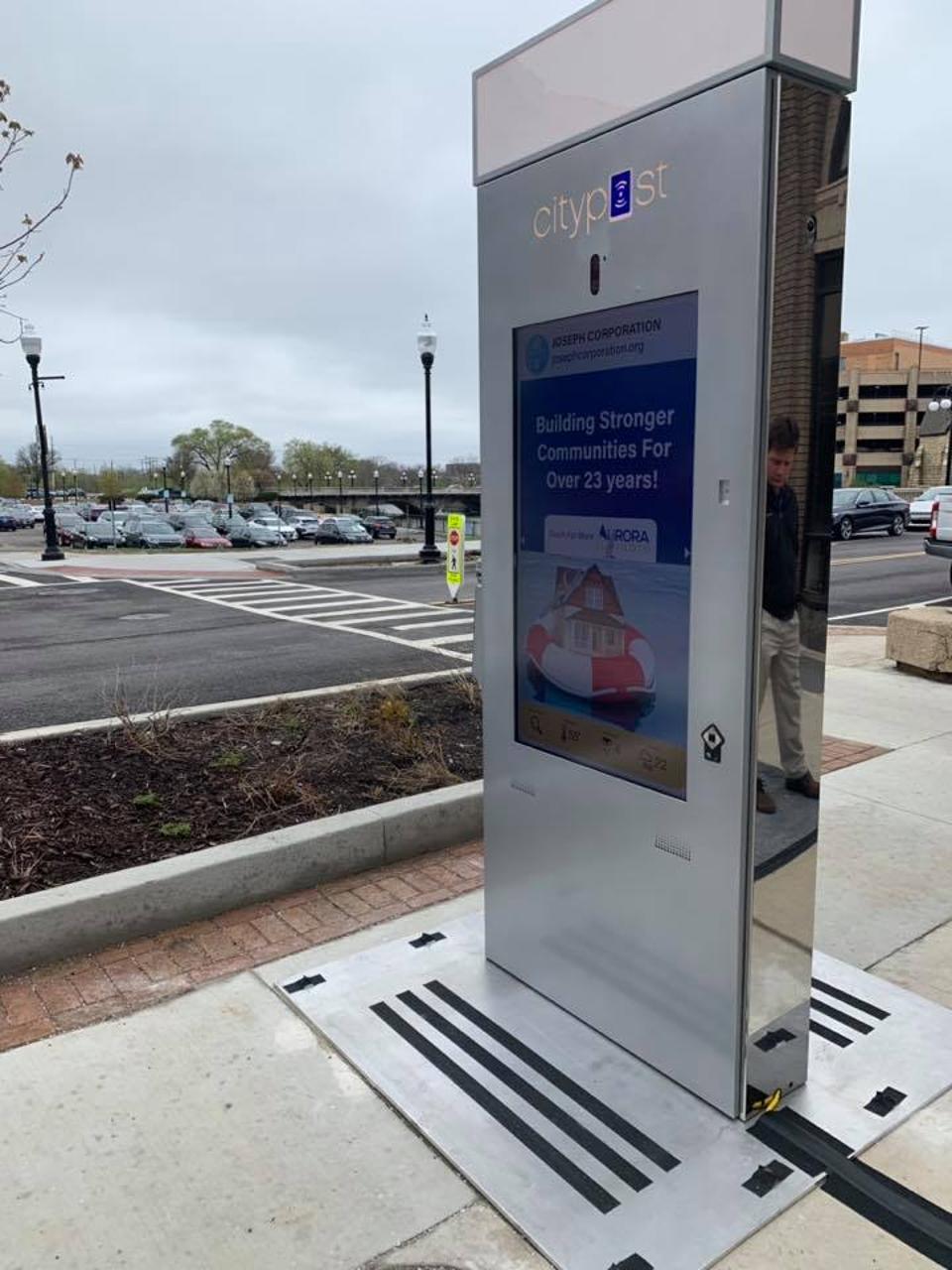 The first of many digital signs in Aurora for wayfinding and displaying city information