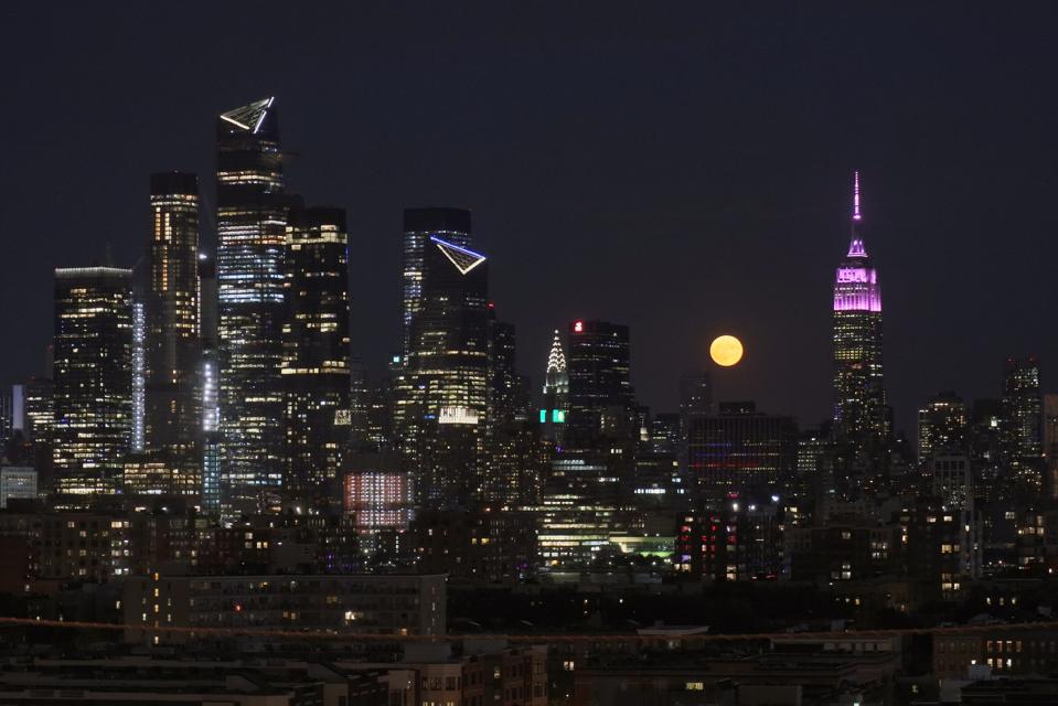 Full Harvest Moon Rises in New York City