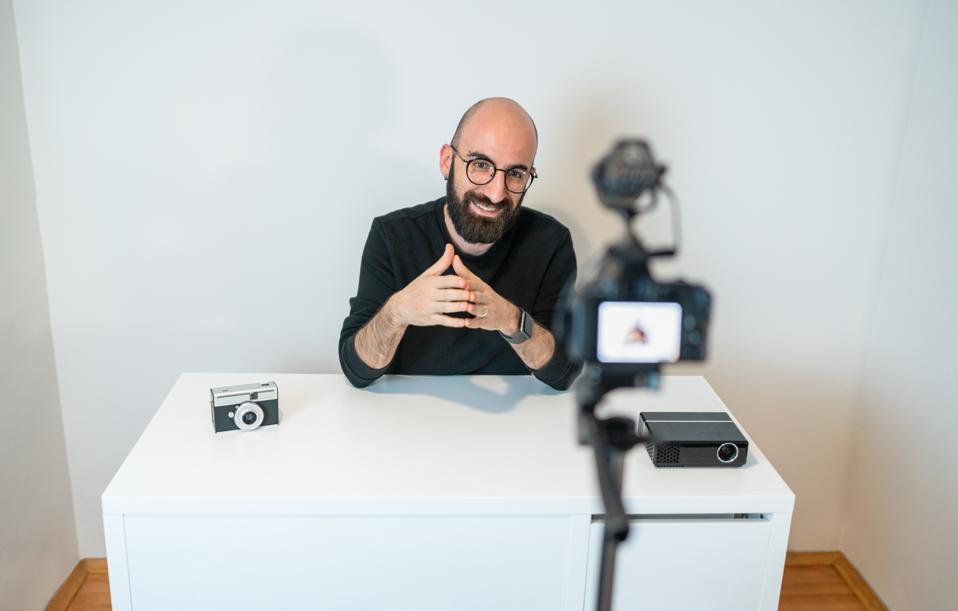 Blogger promoting camera