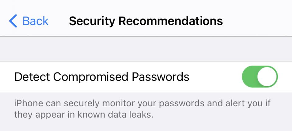 iOS 14 security recommendations detect compromised passwords