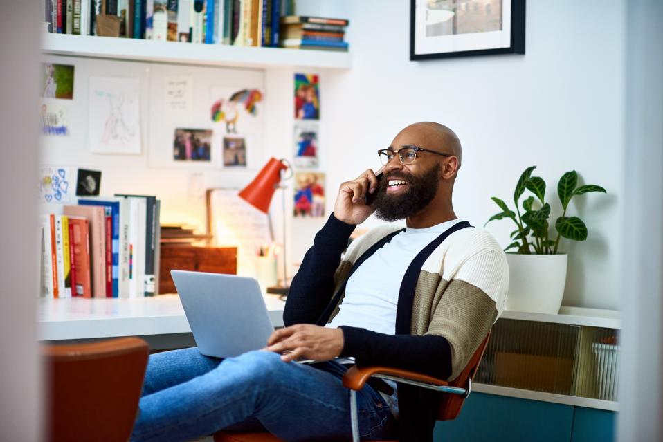 Man working from home office.