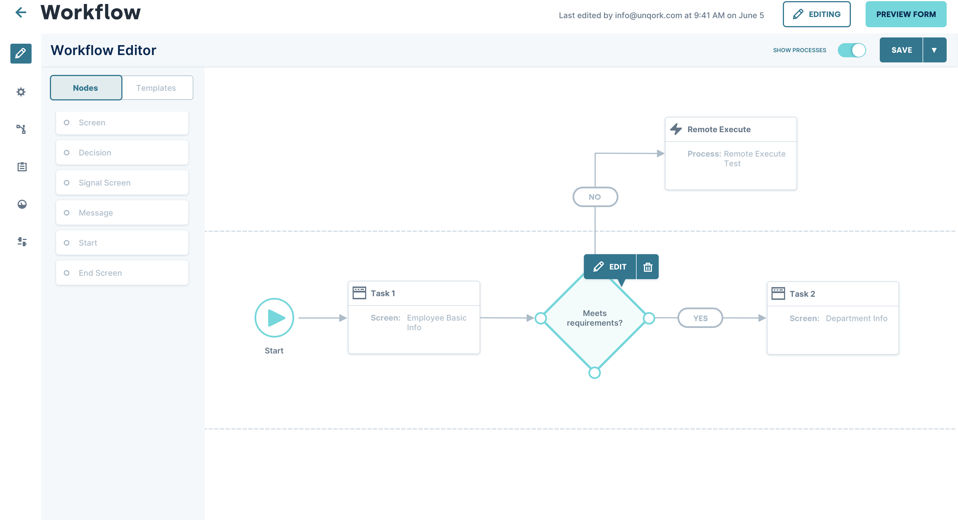 An image showing Unqork's visual interface