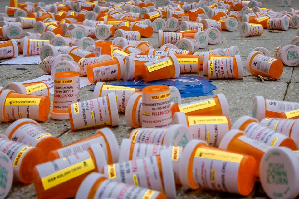 OxyContin bottles on the ground