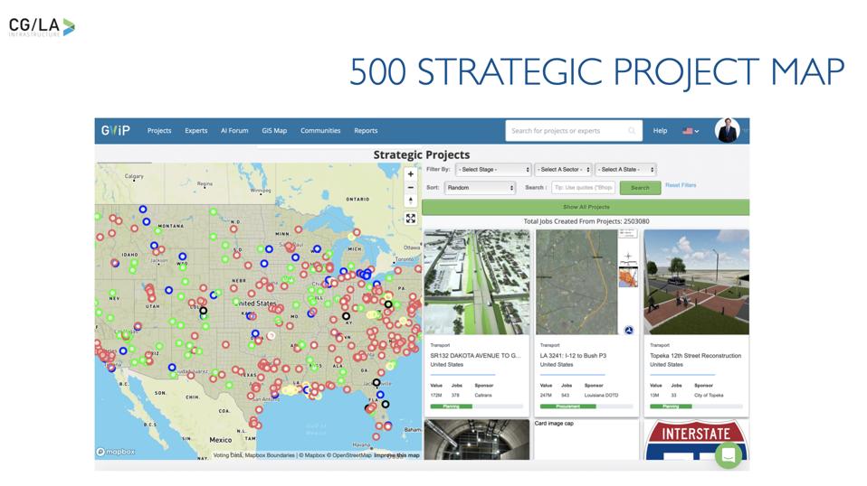 Map of the 500 shovel worthy projects across the U.S.