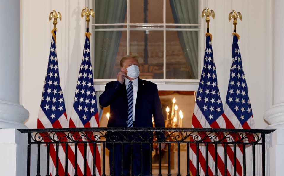 President Trump Arrives Back At White House After Stay At Walter Reed Medical Center For Covid