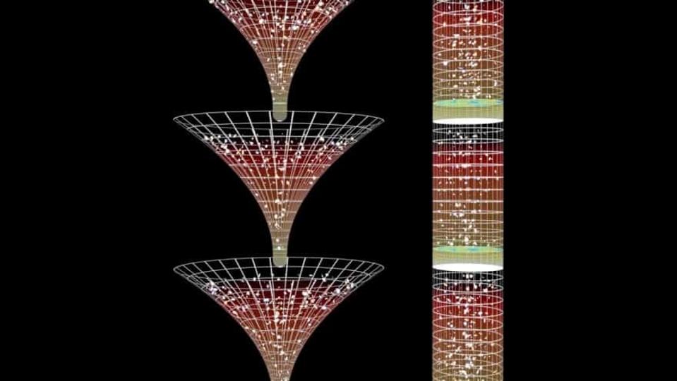 A visualization of Penrose's conformal cyclic cosmology.