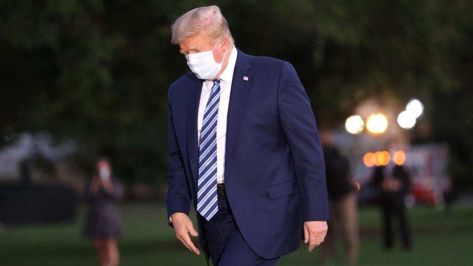 President Trump Arrives Back At White House After Stay At Walter Reed Medical Center For Covid
