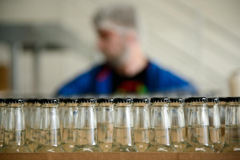 Bottles on the production line at The Start-Up Drinks Lab in Port Glasgow.